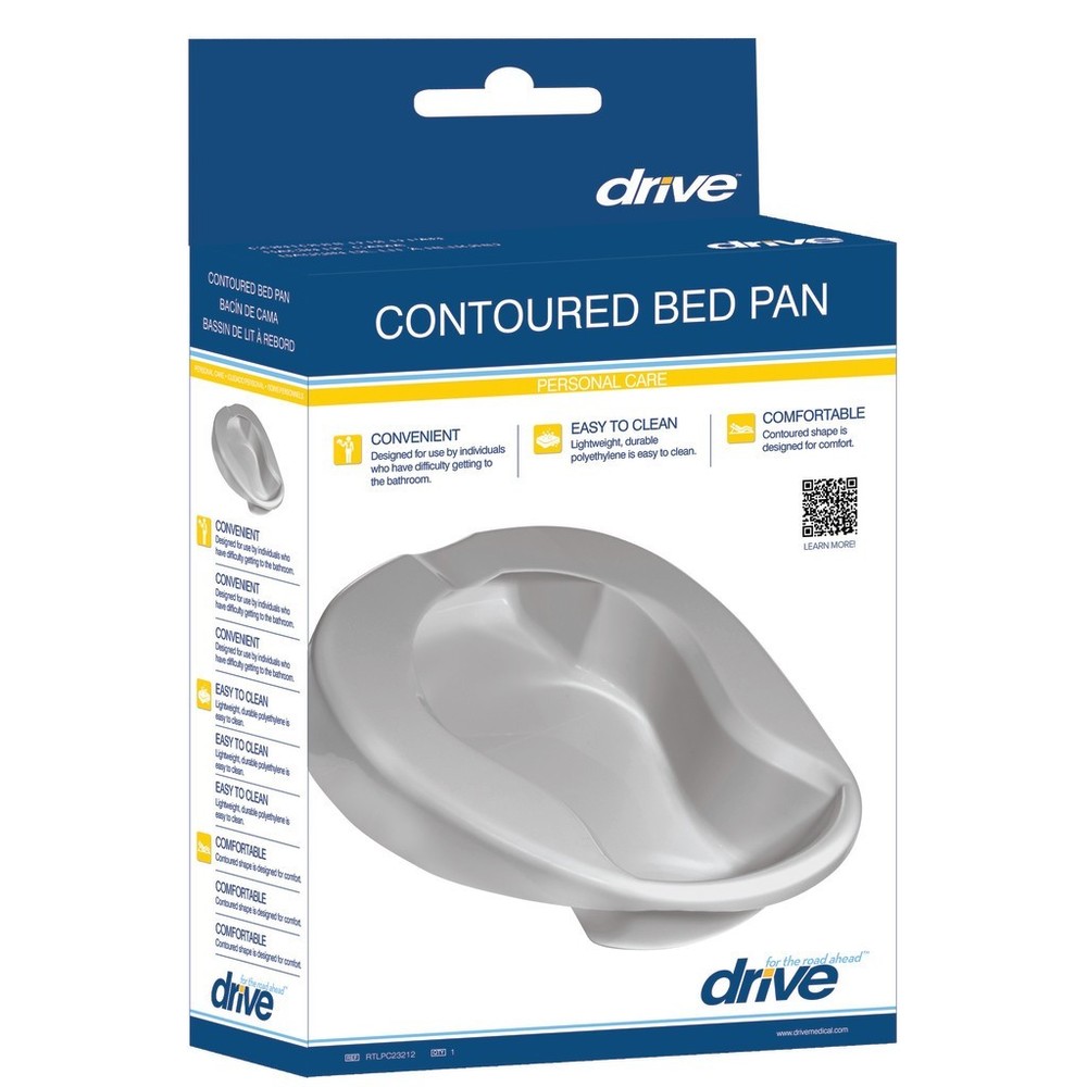 Drive Contoured Bed Pan PC23212 Lightweight Durable Polyethylene
