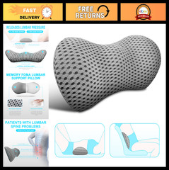 Memory Foam Lumbar Support Pillow for Office Chair – Lower Back Pain Relief, Gre