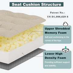 Memory Foam Recliner Cushions 20x20x5 Inch (Pack of 1) Beige (Recliner Chair)