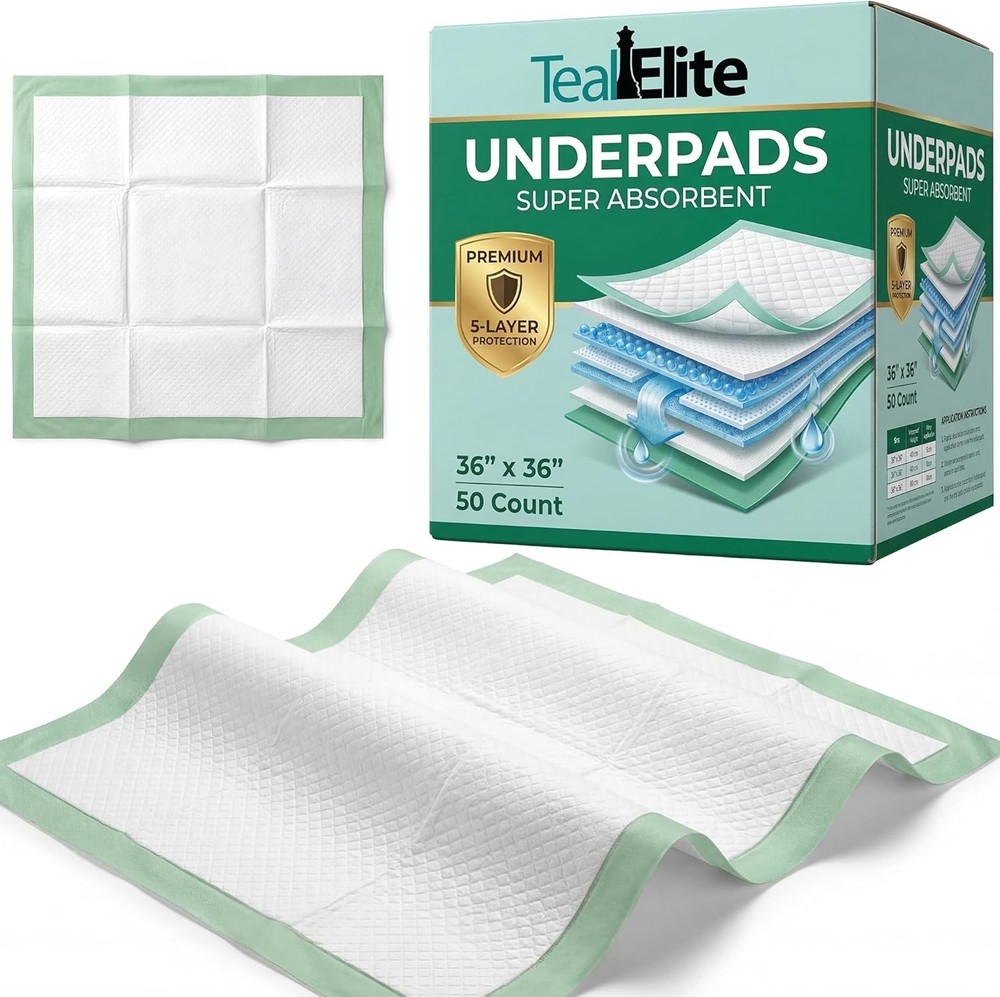 Teal Elite Chucks Pads Disposable Adult 36×36 50 Count