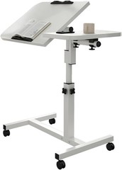 Overbed Bedside Table with Wheels Adjustable Height Home Use Bed Laptop Table US