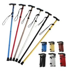 Adjustable Folding Walking Cane Aluminum Collapsible Travel Hiking Stick with Ti