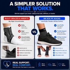 SB SOX Plantar Fasciitis Compression Socks – Arch Support Sleeve Large, Black