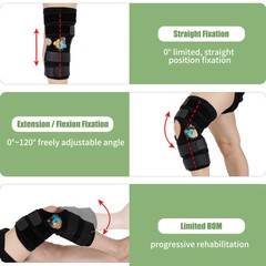 Hinged Knee Brace with Side Stabilizers ROM Knee Support Adjustable Knee Immo…