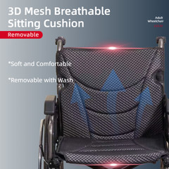 Folding Manual Transport Wheelchair, 20 “ Seat With Front and Rear Locking Hand
