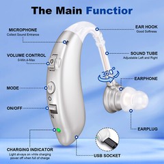 1PCS Rechargeable Digital Hearing Aids Behind The Ear Invisible Sound Amplifiers