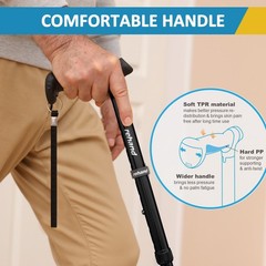 Rehand Adjustable Folding Walking Cane with T-Grip, Lightweight and Collapsible