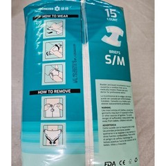 Sunkiss Incontinence Briefs Unisex S/M Teal Maximum Absorbency Adhesive Tab 15ct