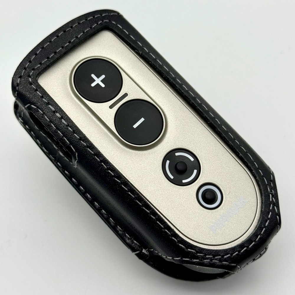 Phonak PilotOne Hearing Aid Remote Control Silver Black with Case Lanyard Swiss