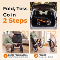 Folding Electric Wheelchair 25 Mile Range Lightweight Portable Power Chair