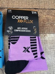 Copper Flux Unisex Compression Socks Blue/Black Pink/Black Size L/XL NWT Lot 2