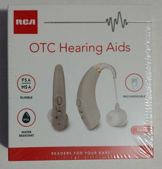 RCA OTC Grey Rechargeable 15 Hour Behind Ear Right & Left Hearing Aid Pair