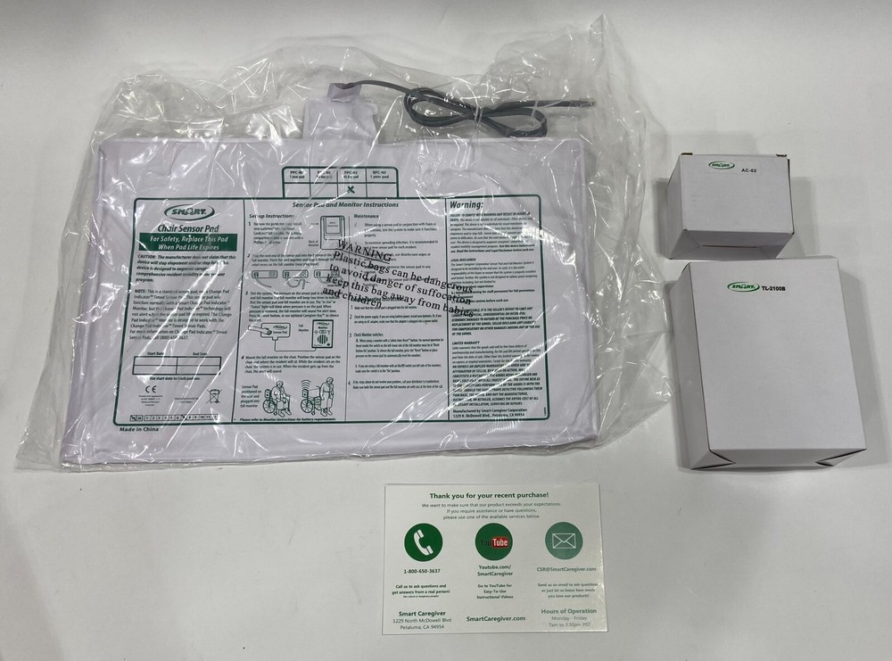 Smart Caregiver Fall Monitor TL 2100B / Chair Sensor Pad PPC-45 NEW
