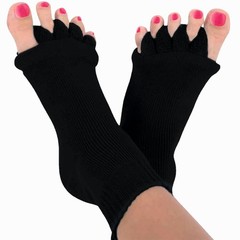 Soxbae Foot Alignment Socks Men & Women | Five Toe Separator Free Size, Black