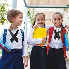 3 Pcs Girls Uniform Tie Adjustable Criss Cross Neck Tie Solid Color Black