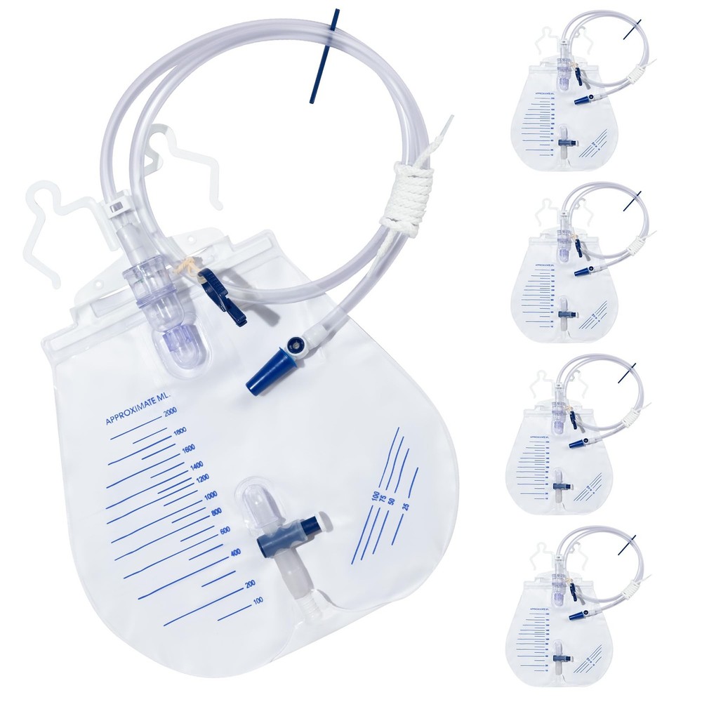 Urinary Drainage Bag 2000ml, 5 Pack Catheter Bags for Women and Men, Professi…