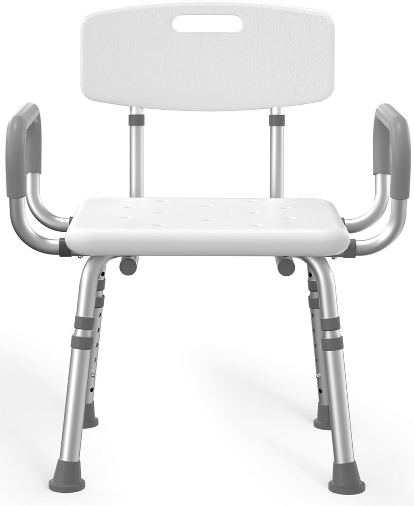 Shower Chair for Inside Shower with Padded Armrests and Back | Height Adjustable
