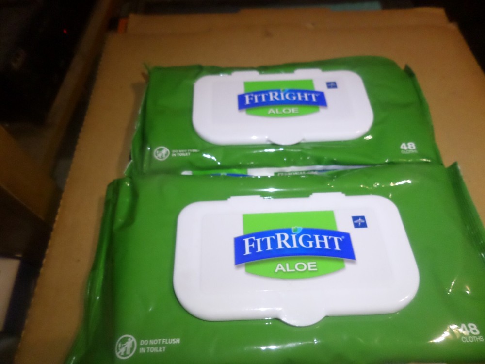 FitRight Aloe Personal Cleansing Cloth Wipes 2 X 48 Count, 8 x 12 Inch Ex.05/25