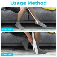 KkaFFe Sock Aid Device for Seniors, Aids One Size, Blue and White