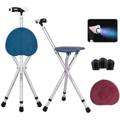 Heavy Duty Adjustable Walking Cane W/ Seat Non-Slip Rubber Tips 400LBS Capacity