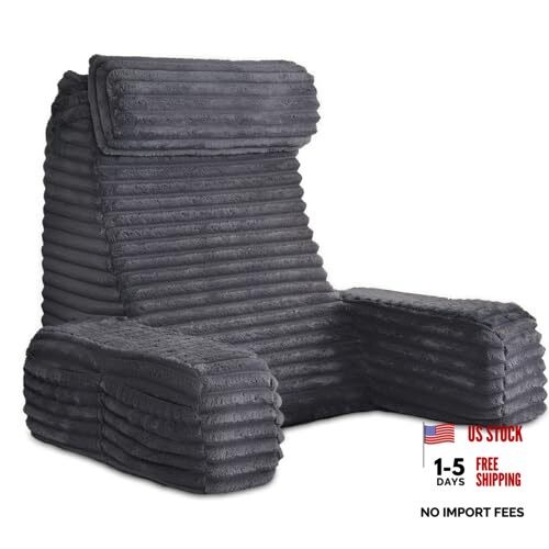 22″ XL Back Pillow for Bed Sitting Up, Reading Pillow with Built-in Arms,