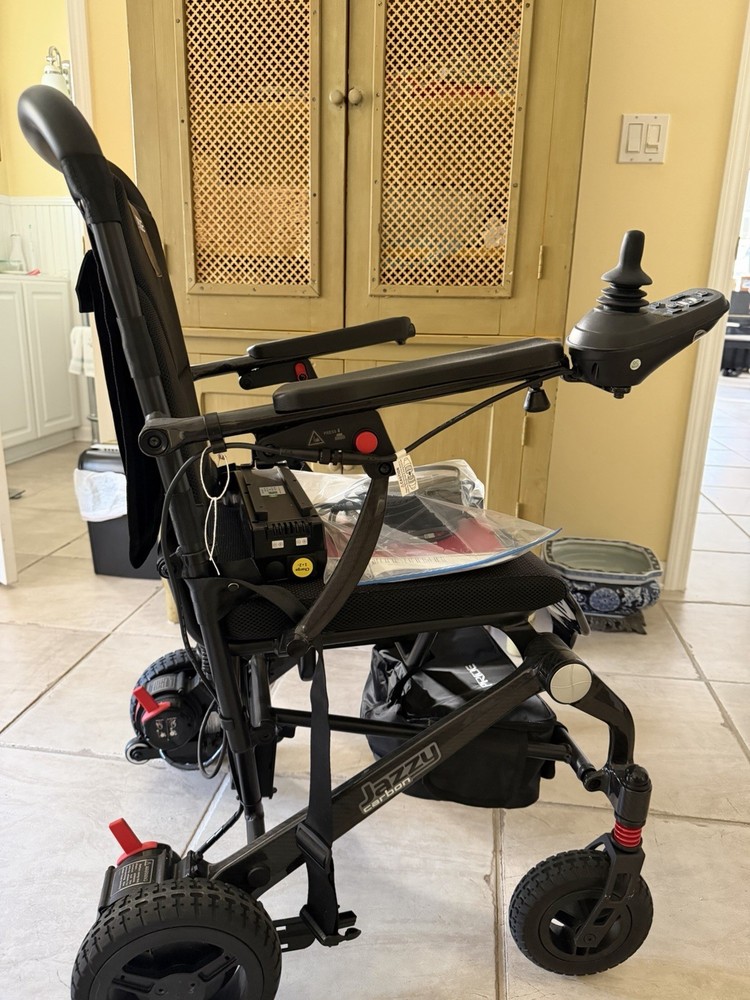 Pride Jazzy Carbon Electric Foldable Power Wheelchair Black Carbon Fiber
