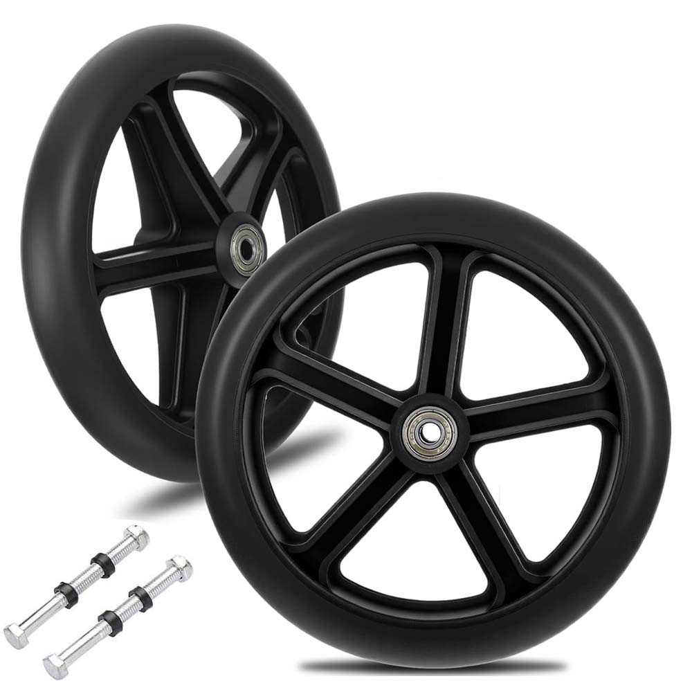 2PCS 8 Inch Solid Anti-Slip Front Caster Wheel Replacement for Walker Wheelchair