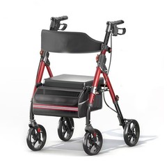 Foldable Rollator Walker 350 lb Capacity w/ 18″ Seat & 8″ Wheel Rolling Walker