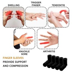 Finger Sleeves Thumb Splint Brace Support Breathable Elastic Tape 10PCS Black