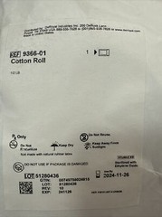 DeRoyal 9866-01 Sterile Cotton Roll. New, Sealed. Exp 11/2024