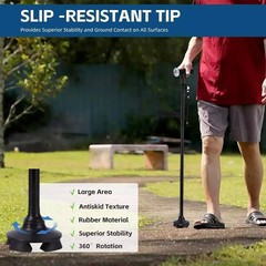 1* Lightweight Foldable Walking Cane W/360° Non-Slip Base&Emergency Alarm