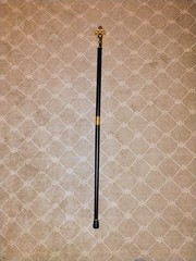 Walking Cane Decorative Gold Tone Dog Head Handle, Black Gold, Metal