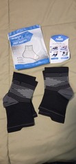PA Plus Compression Foot Sleeves Plantar Fasciitis Support Black 1 Pair Used