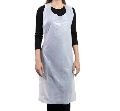 Disposable Plastic Aprons, 27.5 X 46 inches, Waterproof Bibs for Adults 100 Pack