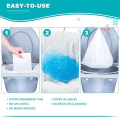 90 PCS Super Absorbent Commode Pads for Bedside Bucket, Liners with Gel, Potty