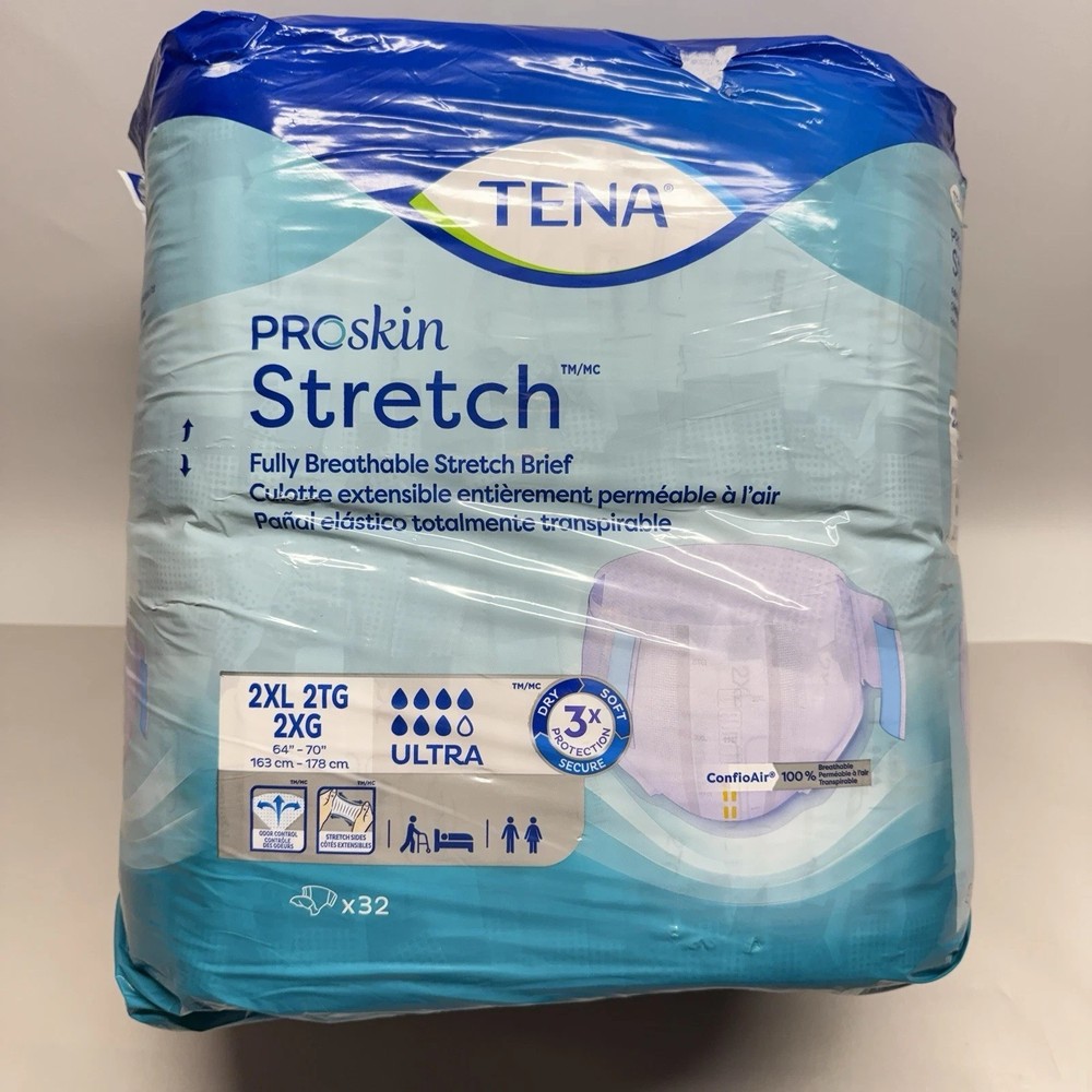 2 NEW SAMPLES OF TENA ProSkin Stretch ULTRA Briefs 2xl Adult 64-70 NEED OR ABDL