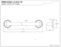 Kingston Brass DR814322 32-Inch x 1-1/4 OD Grab Bar in Polished Brass