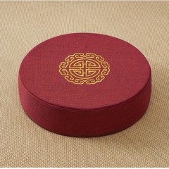 Asian Round Red And Gold Tatami Meditation Cushion