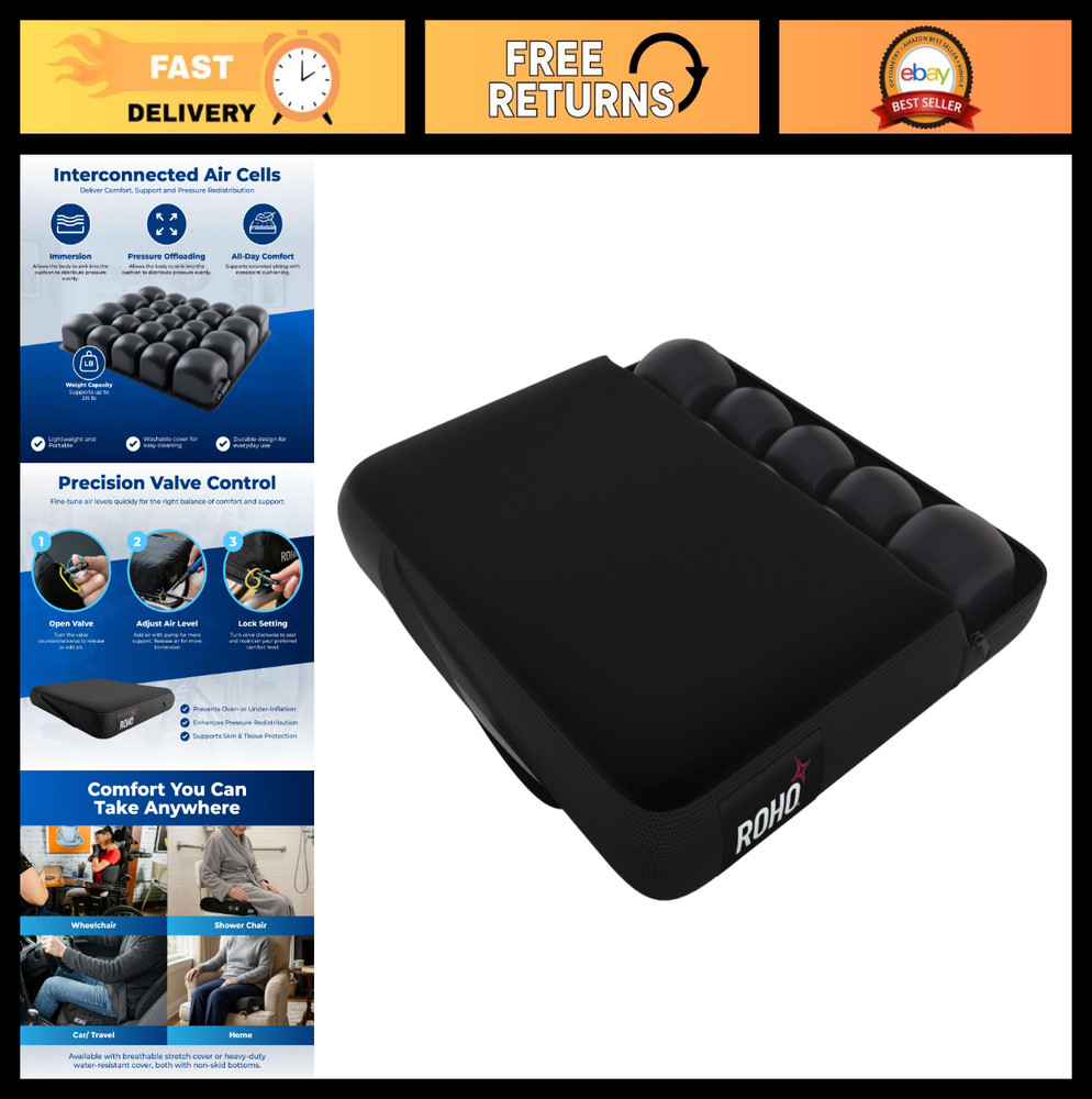 Inflatable Air Seat Cushion for Wheelchair & Office Chair, Adjustable Comfort, 1