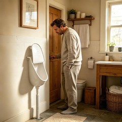 Male Urinal With Lid Adhesive Suction Adjustable No Drill Wall Mounted Urinal