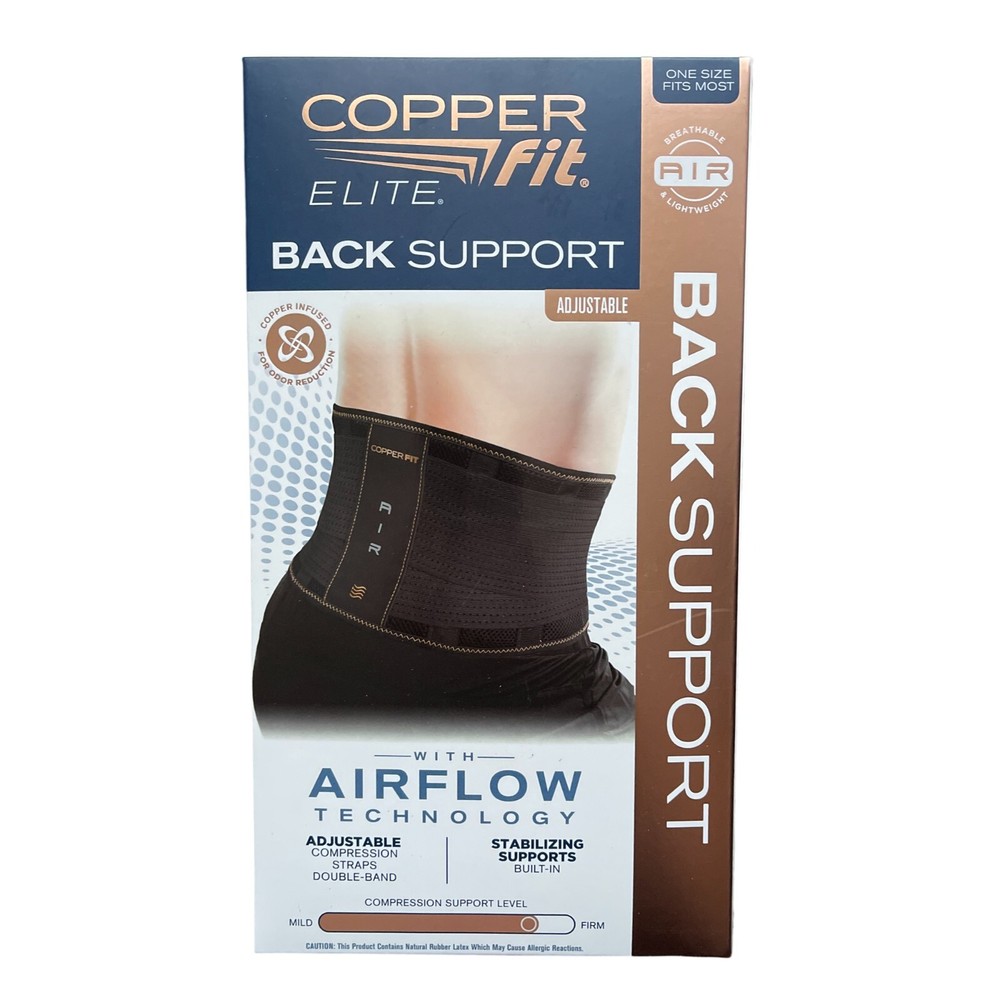 Copper Fit Elite Back Support AirFlow Back Brace Adjustable Double-Band 30-50″