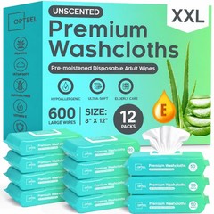 OPTEEL Wipes for Adults, Extra-Large Disposable Washcloths 600 Count | Unscen…