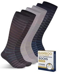Bamboo Viscose Light Large Colorful Stripes (Navy/Dark Grey/Light Grey)