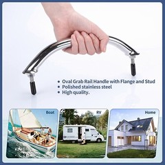 2Pcs 8-5/8″ Grab Handle Stainless Steel Marine Yacht Boat Handrail Oval Tube