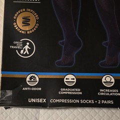 Copper Fit Energy Graduated Compression Socks Anti-Odor Black 2 Pairs L/XL