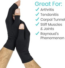 Vive Copper Fingerless Arthritis Gloves Pain Relief for Men & Women Small