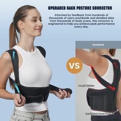 Adjustable Back Brace Posture Corrector with Detachable Pad for Pain Relief, Ful