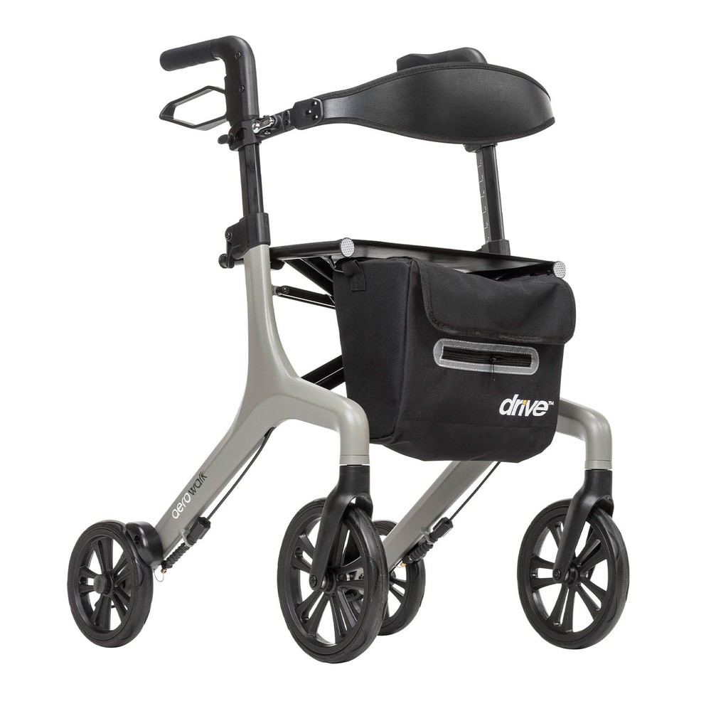 Drive AeroWalk Ultra-Lite Foldable Rollator Walker w/Seat – Just 15.2lbs! – Grey