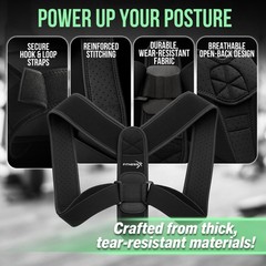Posture Corrector for Women and Men – Adjustable Back Brace Black