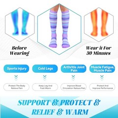Compression Socks Women Ankle Support Medium Blue+purple+light Green-3 Packs